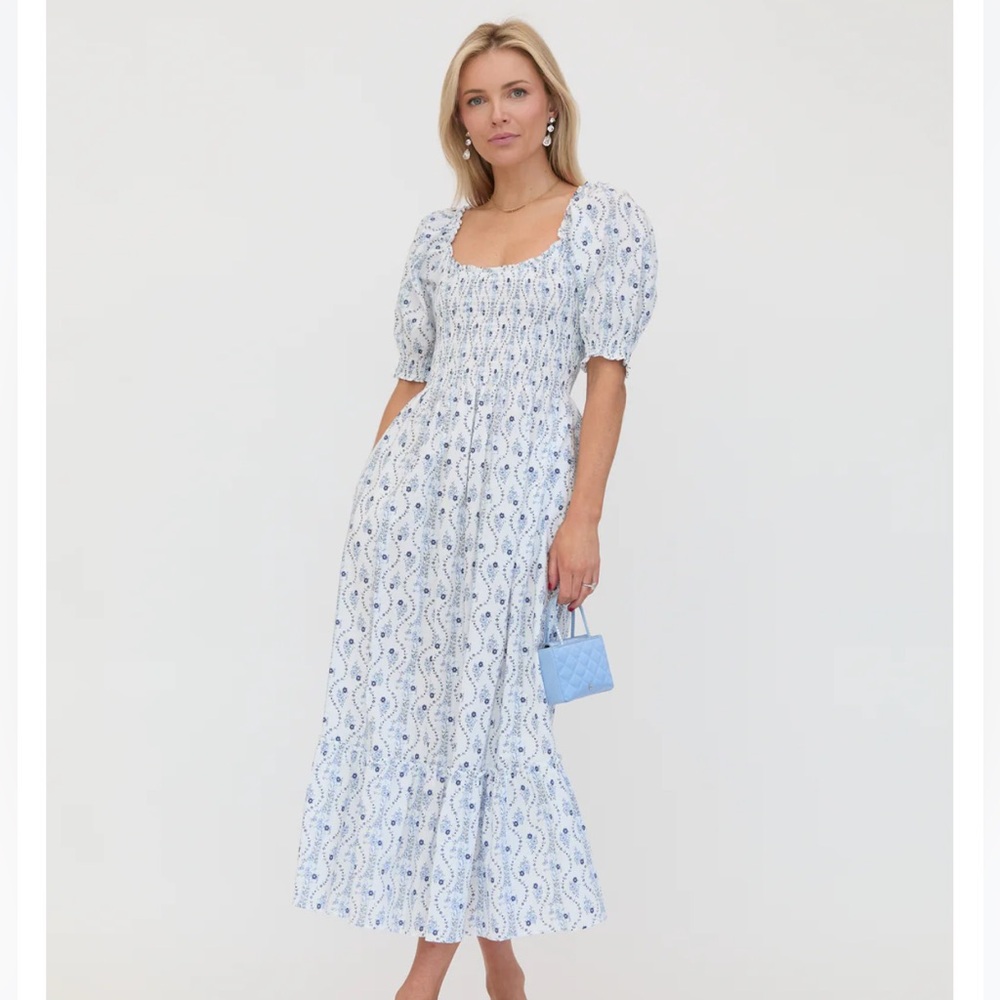Hill House Louisa Nap Dress in Blue Vine Stripe